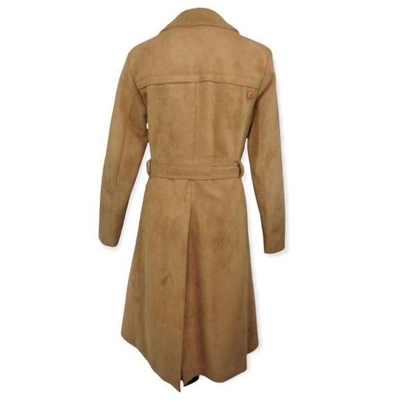VINTAGE Suede Tan Leathers Trench Coat Swedish x Roetan x Vaca  40 US 10 - Picture 2 of 14